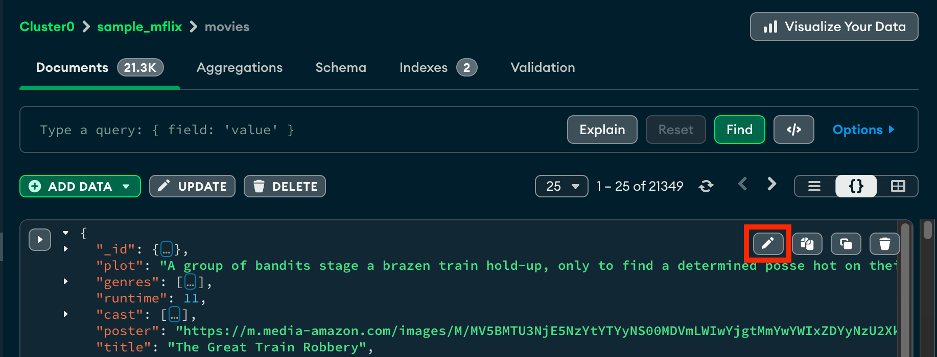 Document Edit Selection in JSON View
