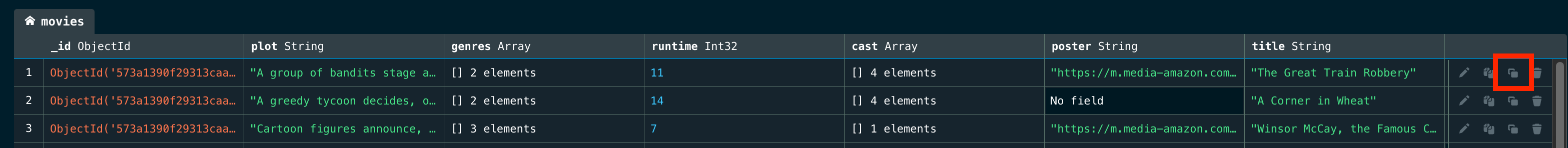 Clone button Table view